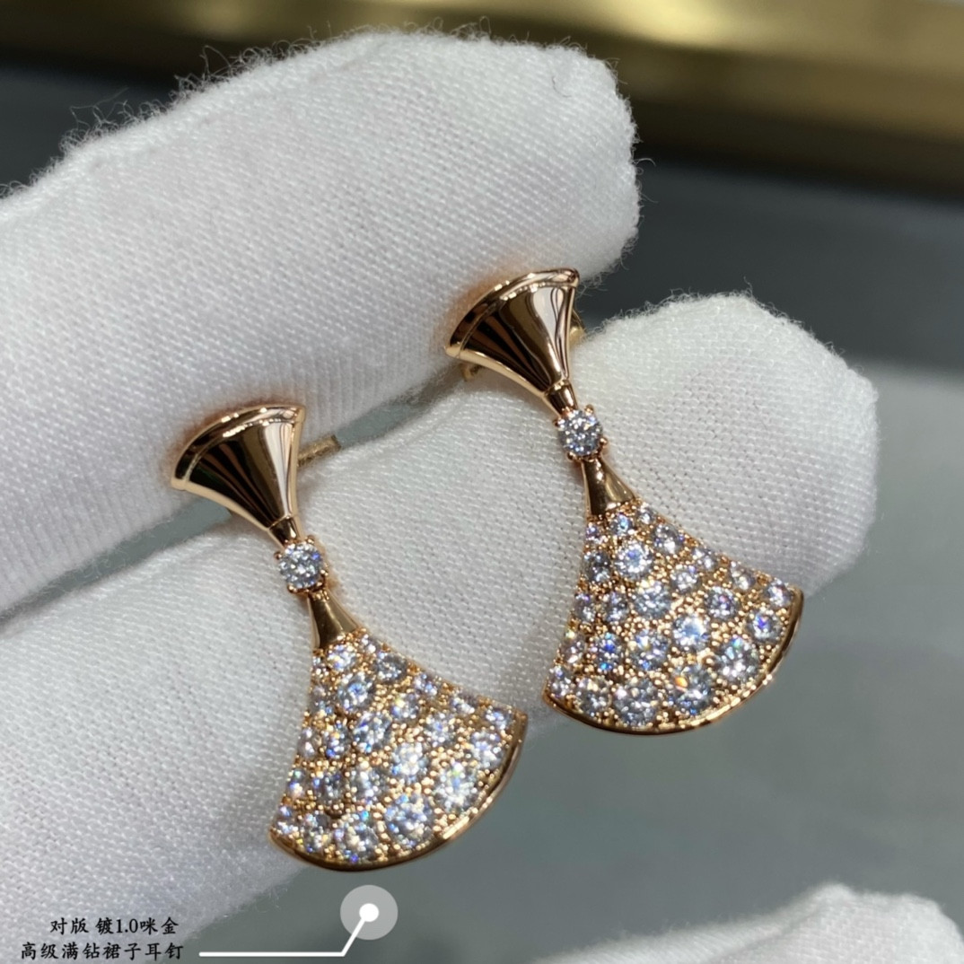 Bv1g*ai D1am0nd fan-shaped skirt Earrings