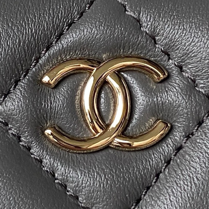 Ch**el Walnut Gold Ball Chain with Makeup Mirror Lamb Leather Square Box Shoulder Bag Women