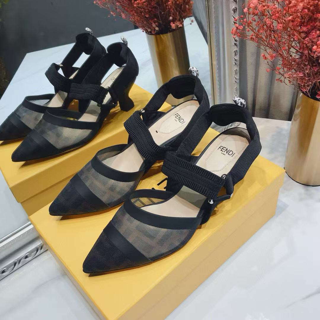 UA F**di Colibri Mesh Slingback Black Pumps