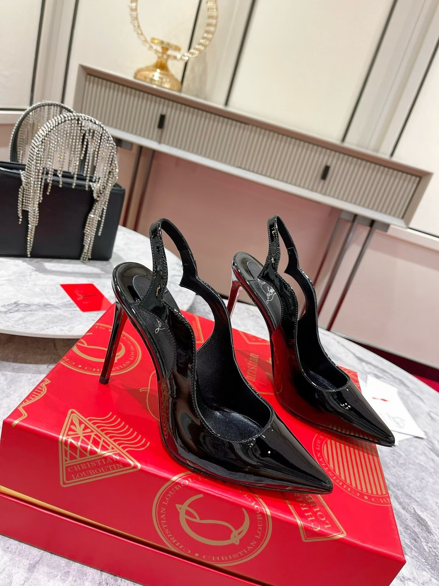 ua chr1st1an louboutin hot chick sling 100 mm slingback pumps(cusT0mized, no exchange no return, about 15 days)