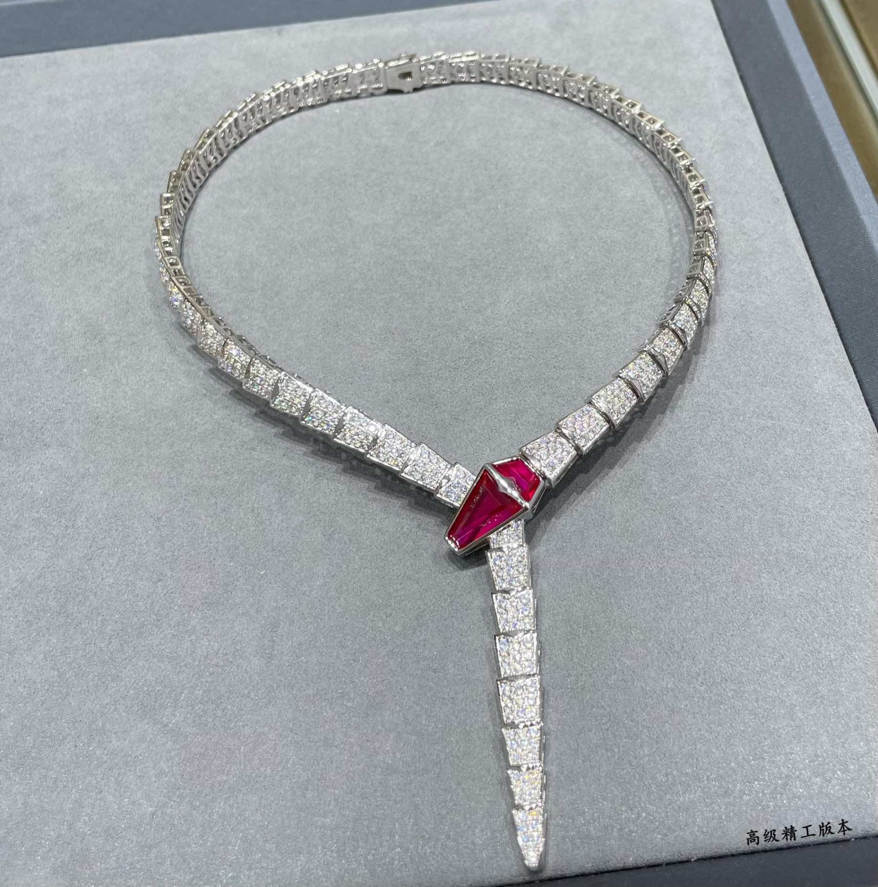 Bv1g*ai Wide version full D1am0nd snake Necklace
