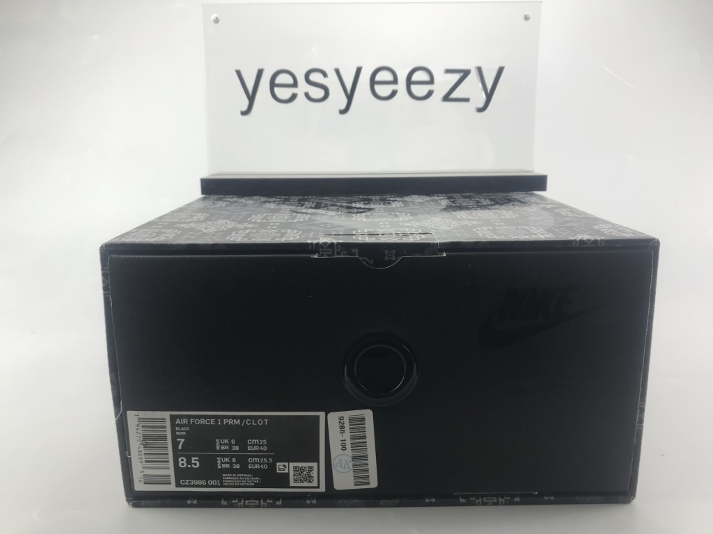 UA NIKE FRAGMENT DESIGN X CLOT X AIR FORCE 1 "BLACK SILK"
