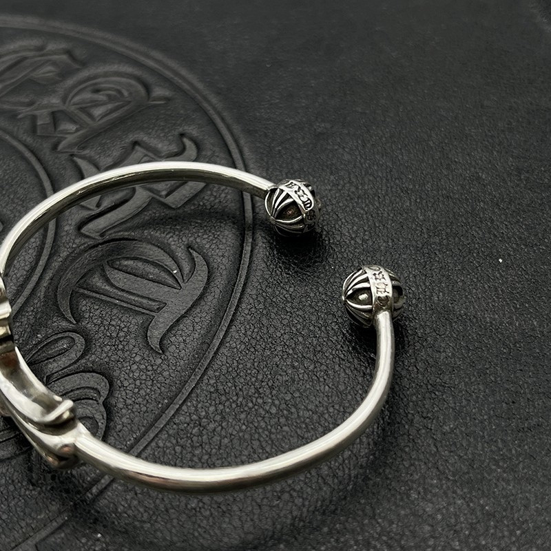 Ch*0me He**ts Cross and Ball Open Bangle Bracelet