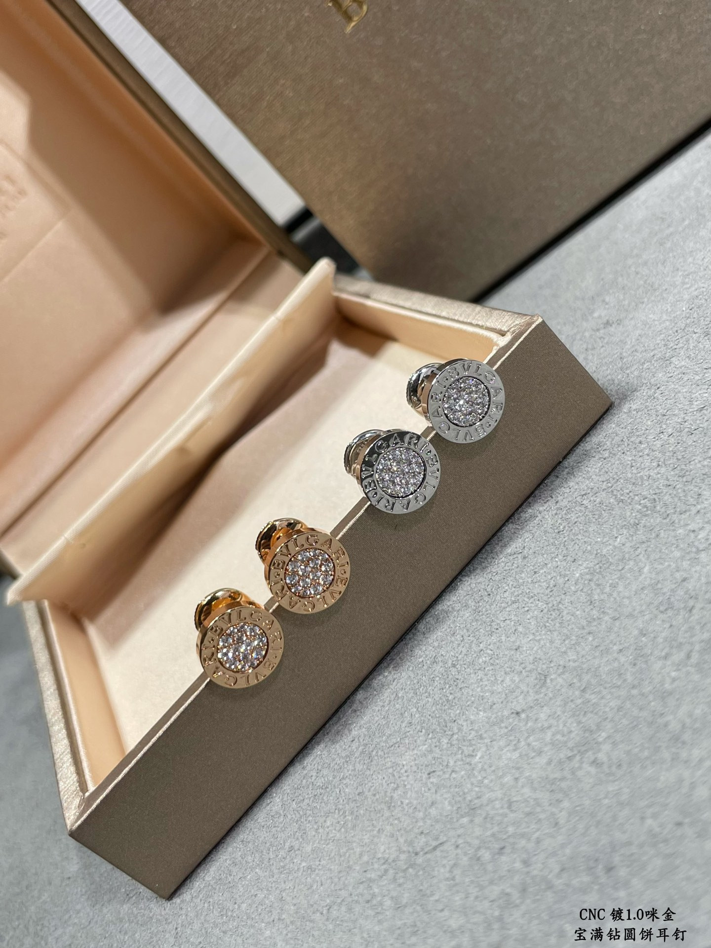 Bv1g*ai D1am0nd round cake Earrings