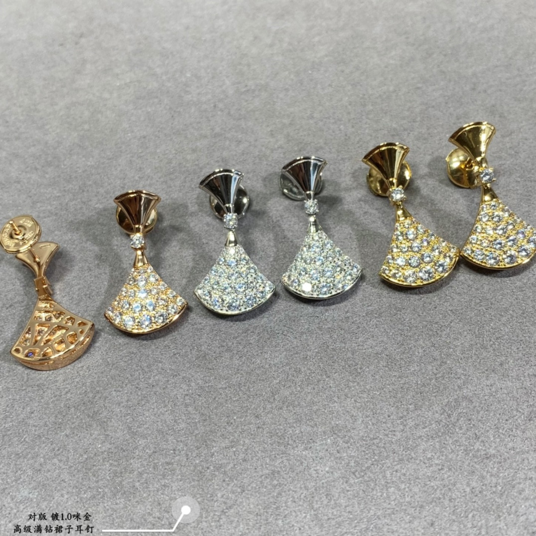 Bv1g*ai D1am0nd fan-shaped skirt Earrings