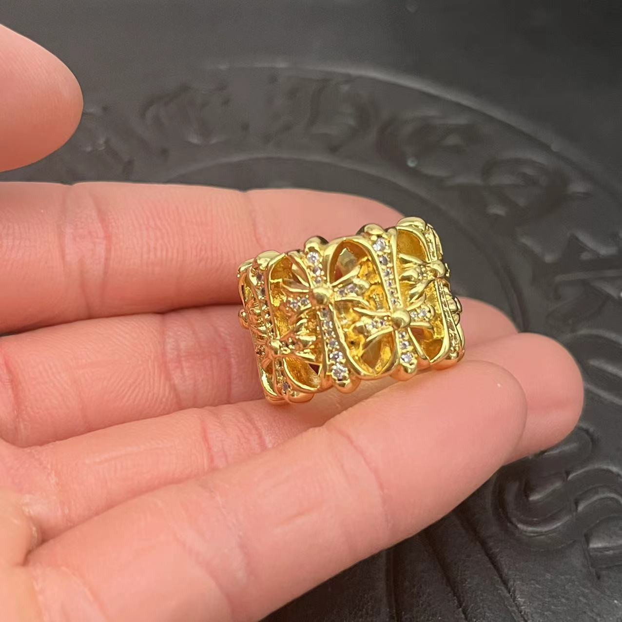 Ch*0me He**ts Cross Ring