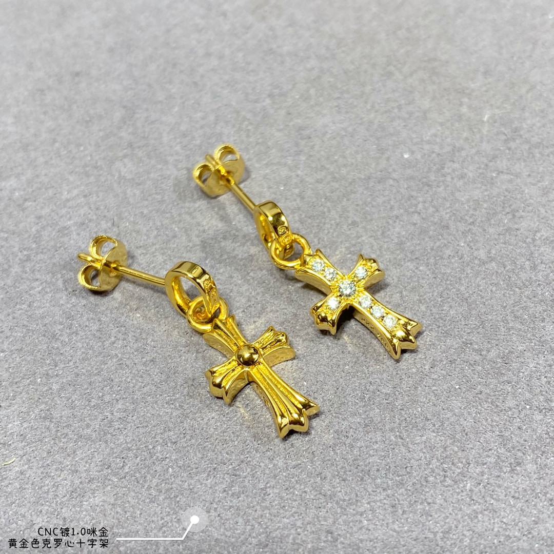 Ch*0me He**ts Cross Earrings