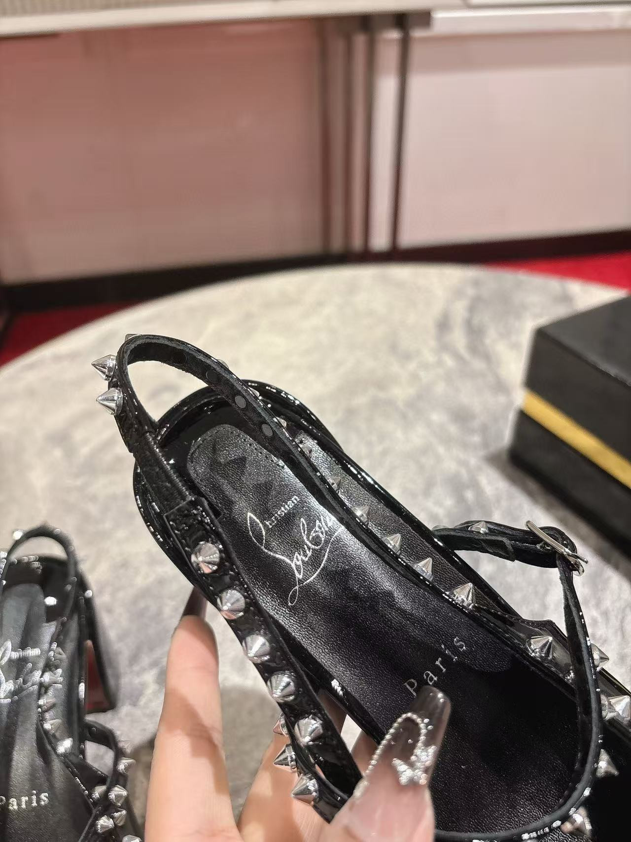 UA Chr1st1an Louboutin Mary Jane Pumps Janispikes Slingback Pumps
