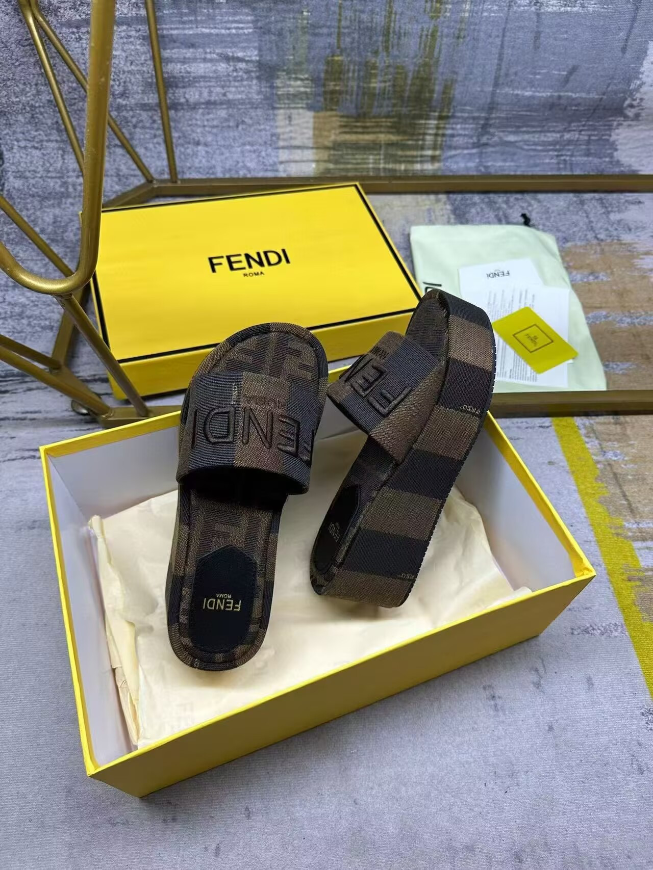 UA F**di Flatform Platform Slide Sandal