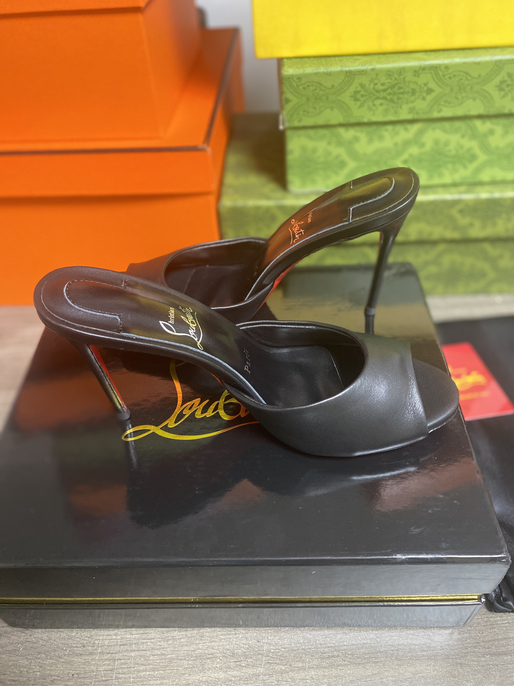 UA Chr1st1an Louboutin Me Dolly 100 Calfskin Leather Mules