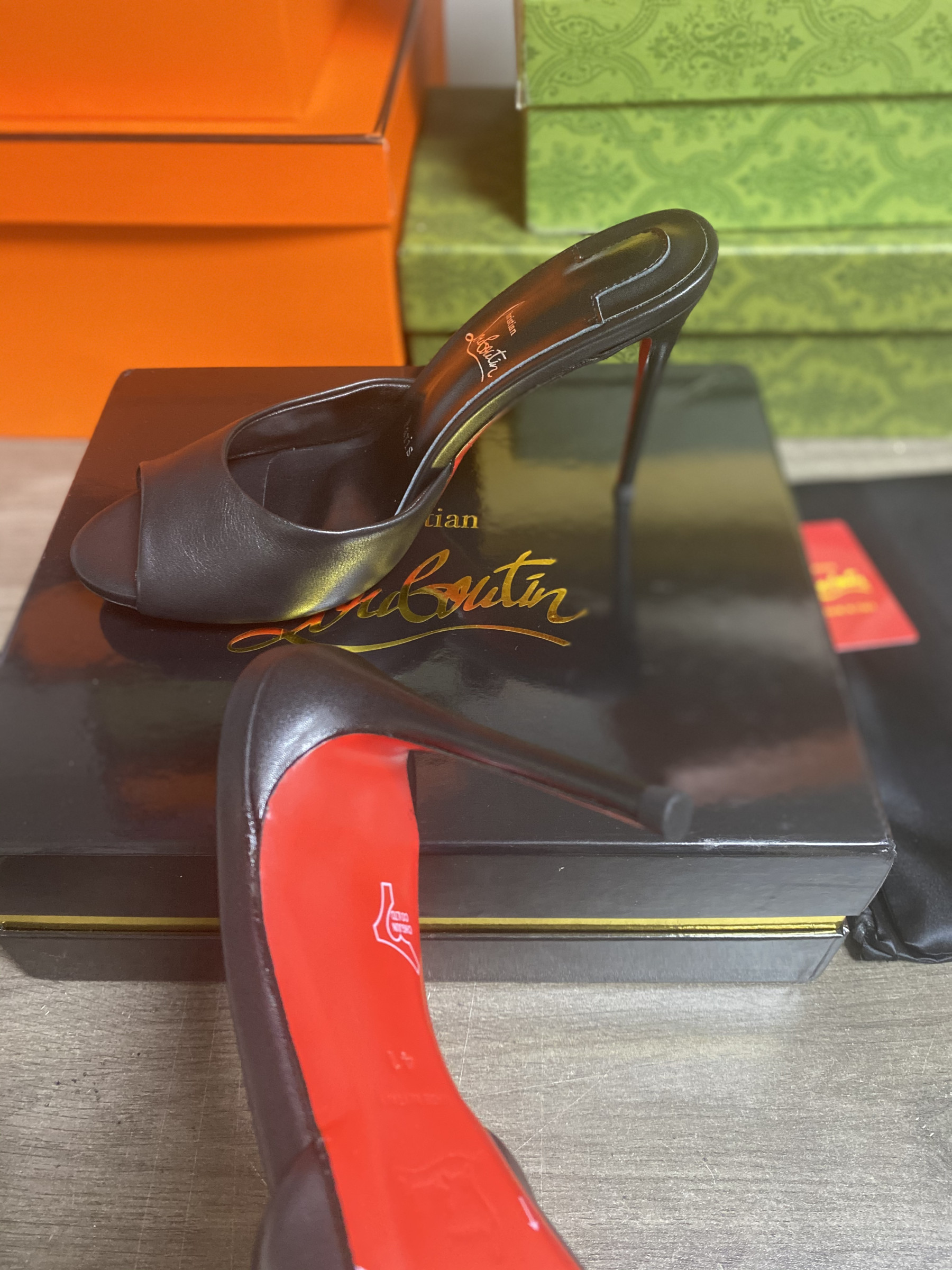 UA Chr1st1an Louboutin Me Dolly 100 Calfskin Leather Mules