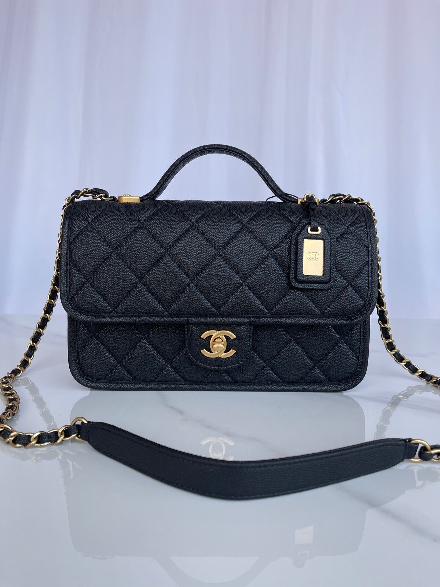 Ch**el Top Handle Flap Bag 25x21.5x7cm