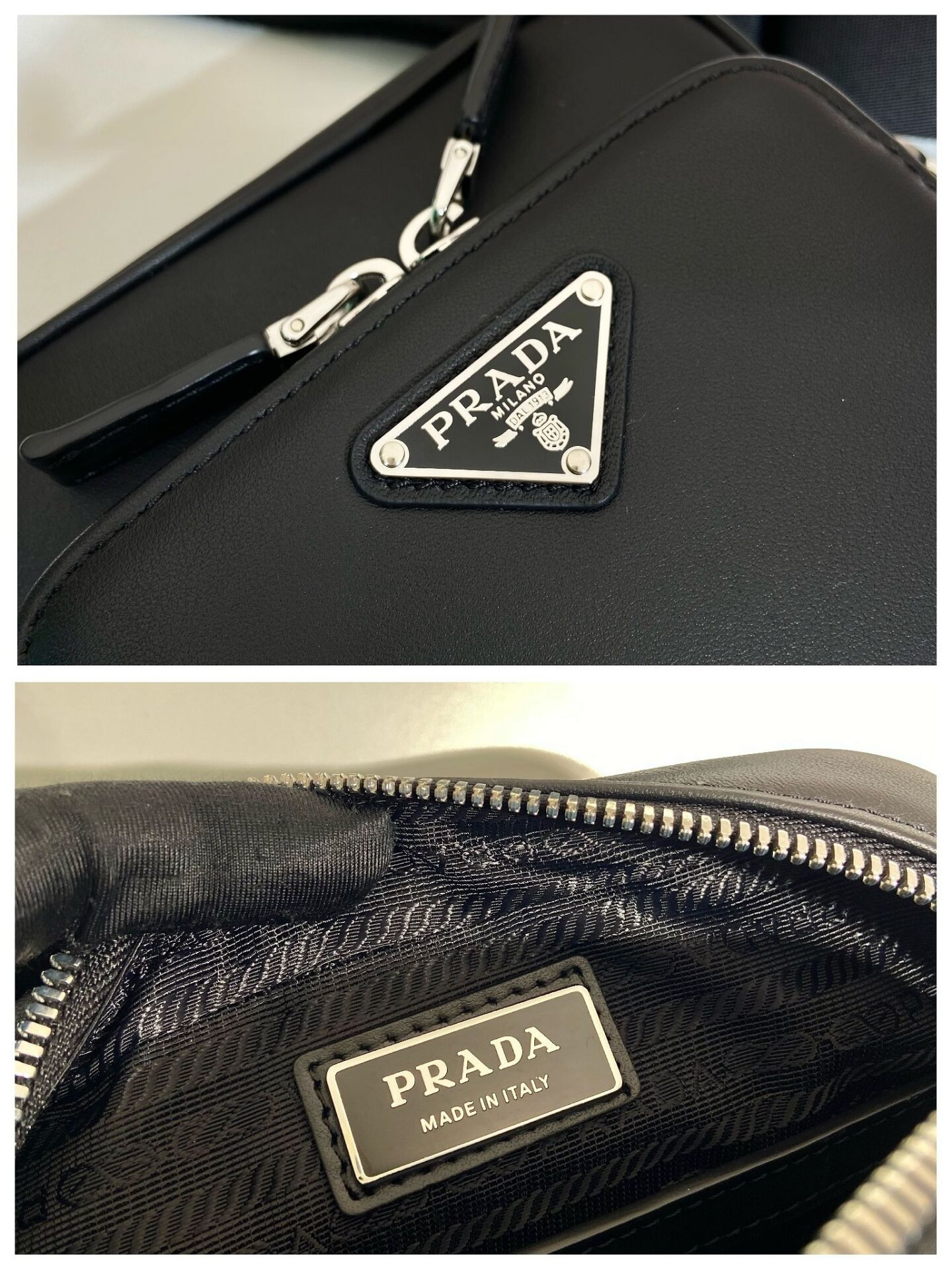 Pra*a Leather Bag 16x18.5x5cm
