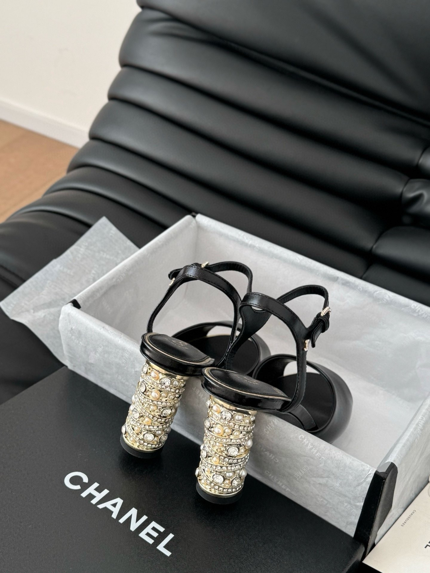 UA Ch**el Rhinestone Heel Sandals