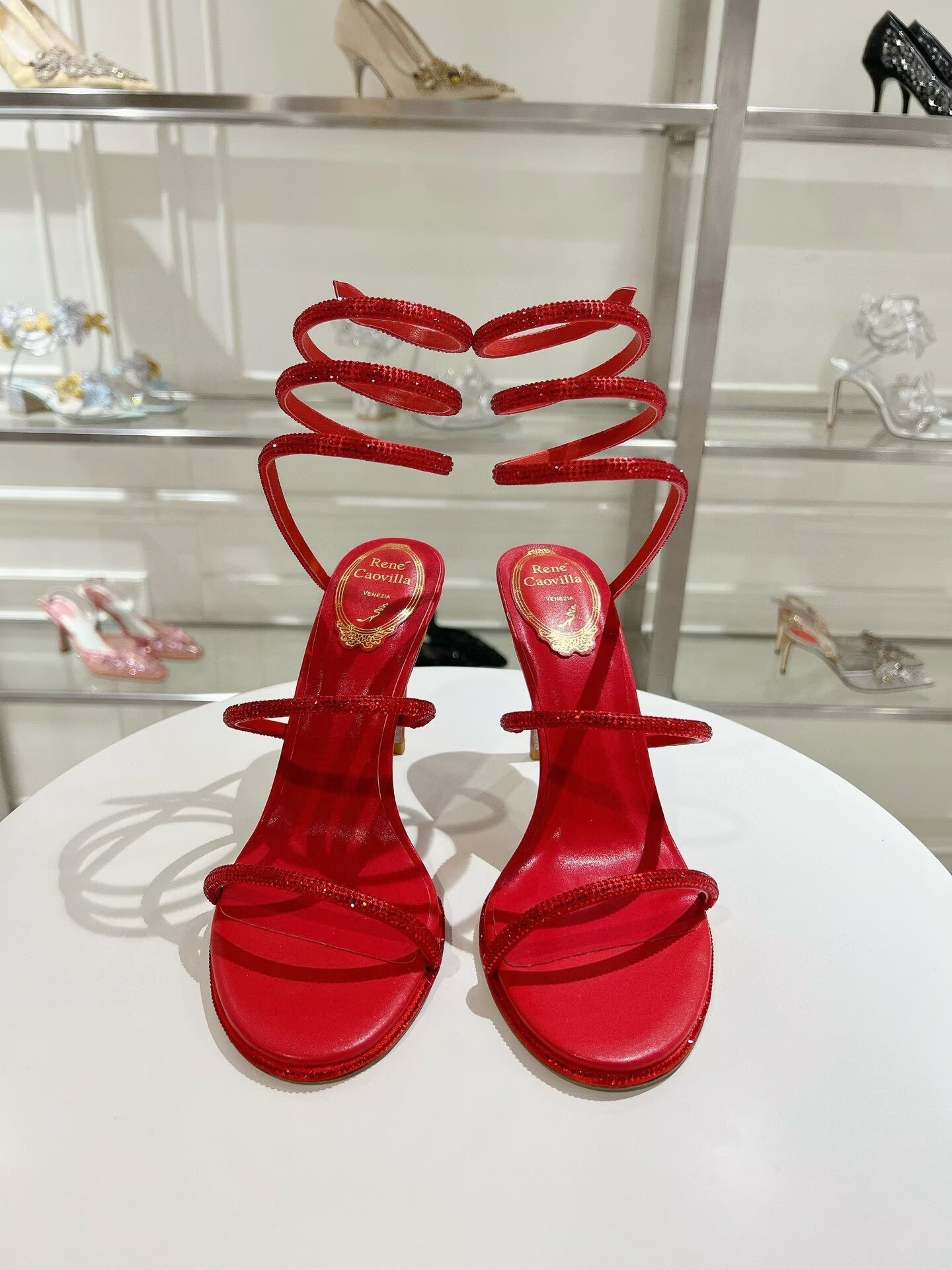 UA RENÉ CAOVILLA MARGOT JEWEL SANDALS SNAKE 95mm