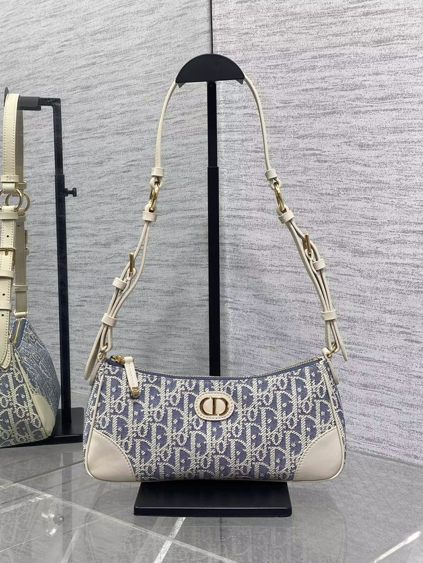D10r 30 Montaigne Wanderlust Mini Bag Blue D10r Oblique Chambray with Smooth Calfskin 26x12x7cm