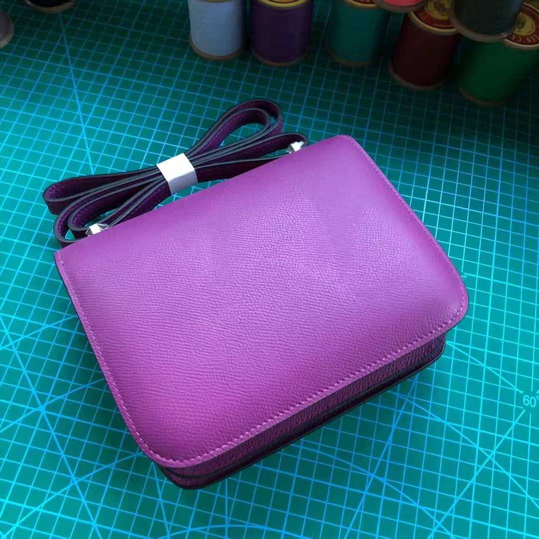 H**me5 Constance 19 Epsom Silver Hardware 7.25" x 6.25" x 2.25"