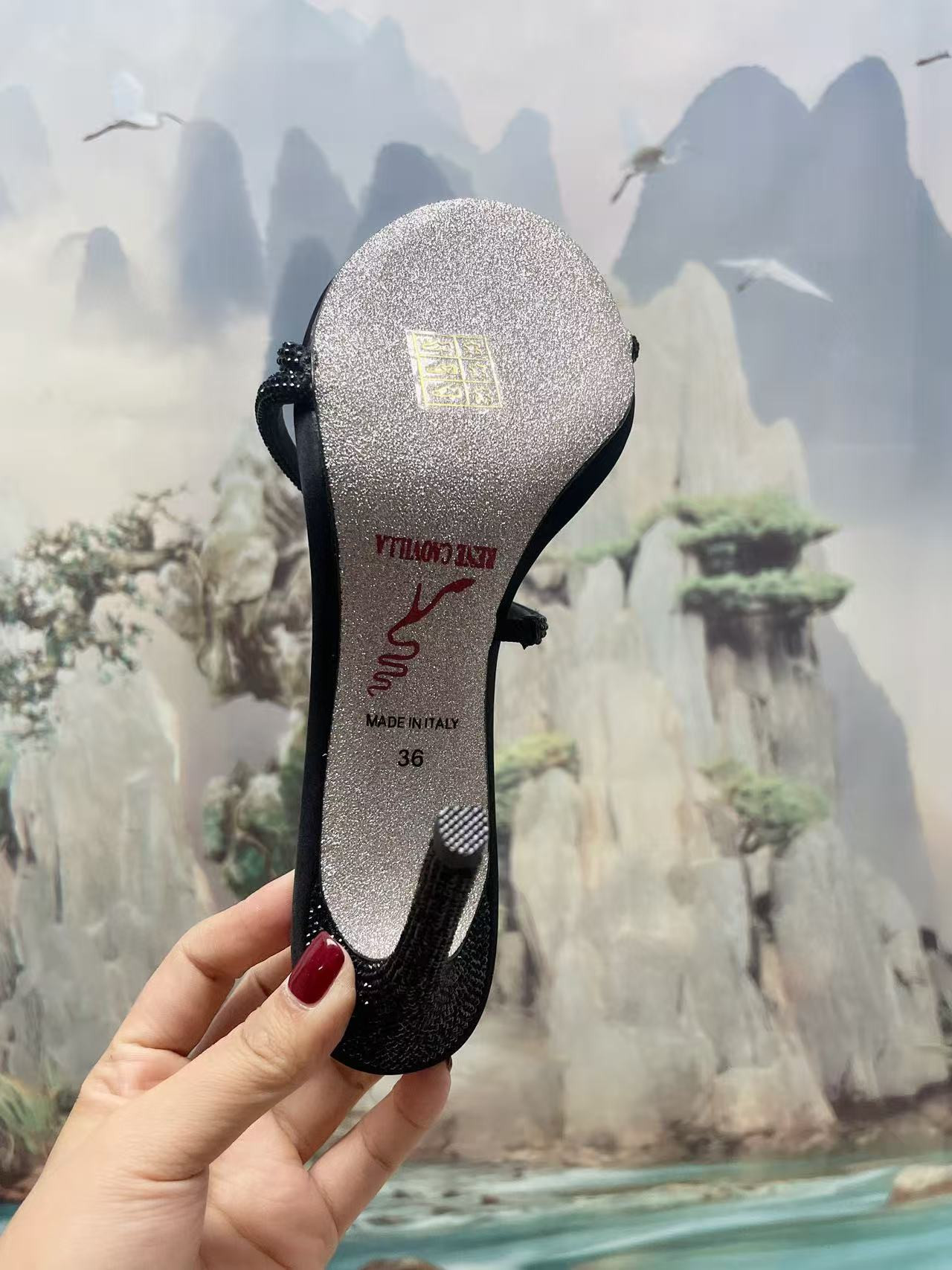 UA René Caovilla Open-toe Crystal-embellished Sandals 95mm
