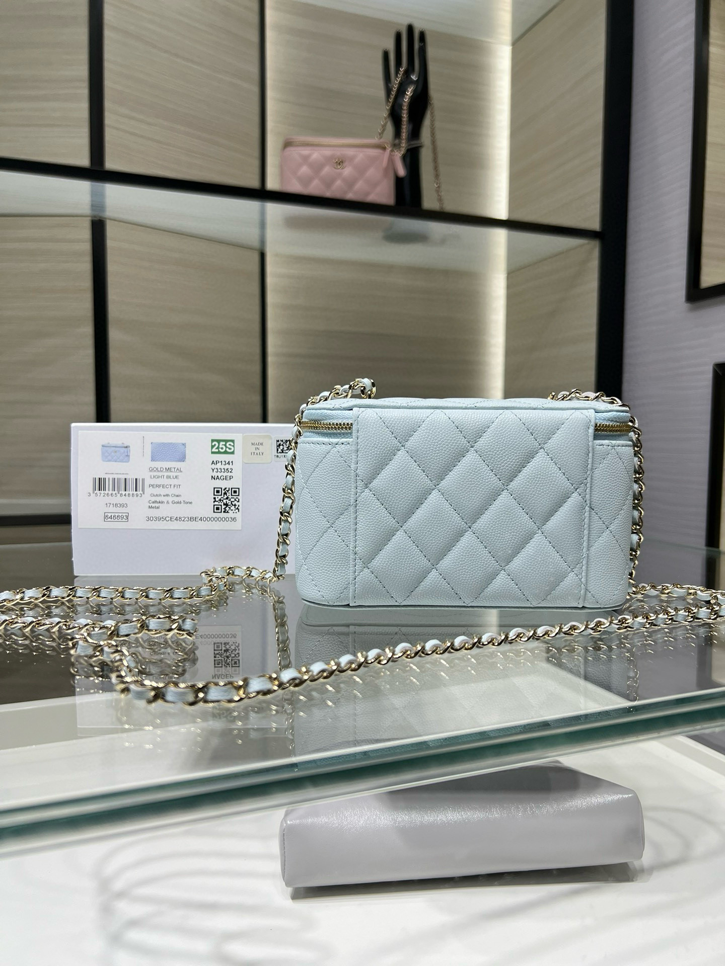 Ch**el Clutch With Chain 10x16x8cm