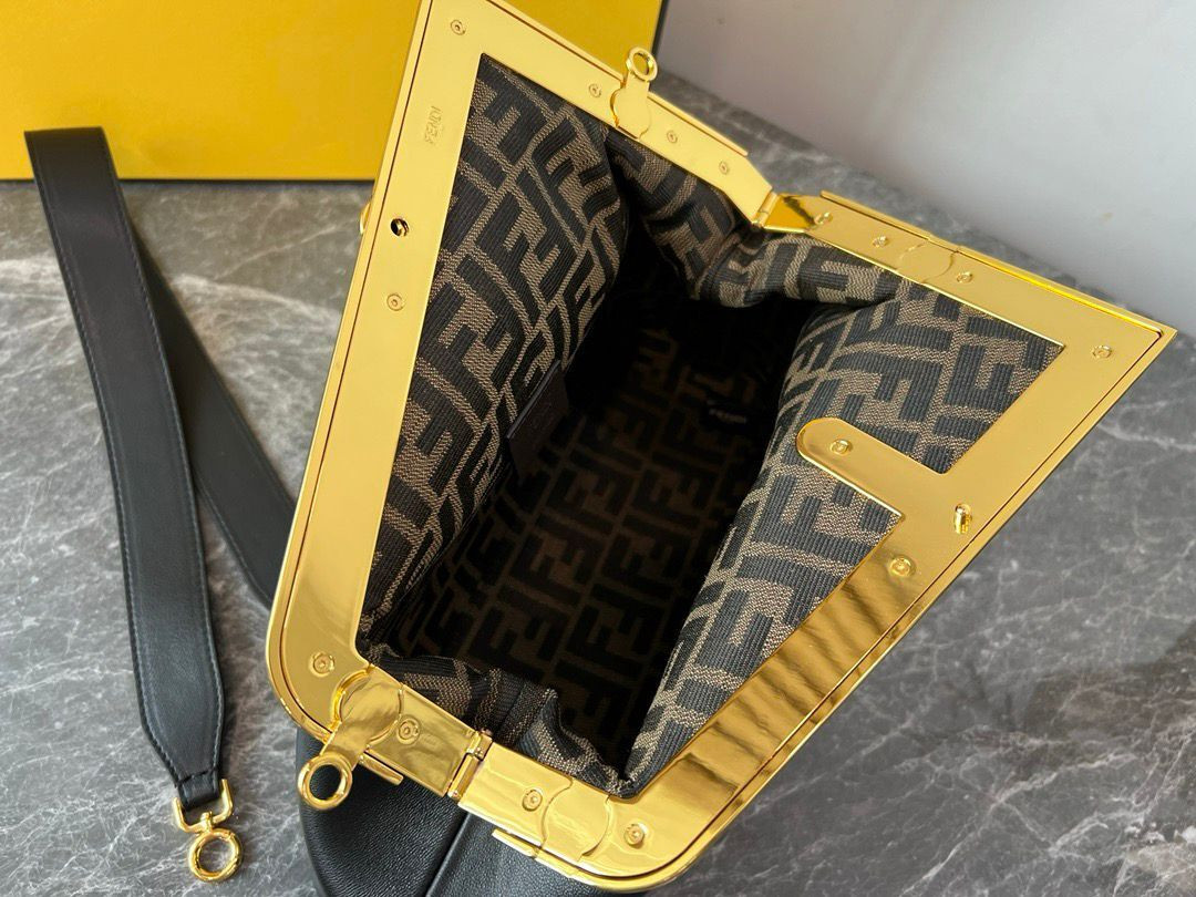 F**di First Small Black leather bag