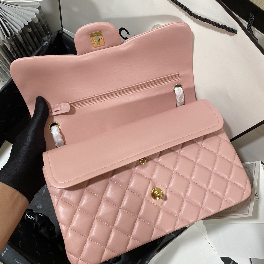 Ch**el CLASSIC FLAP JUMBO 30CM CF PINK GOLD 7.6 × 11.7 × 3.9 in