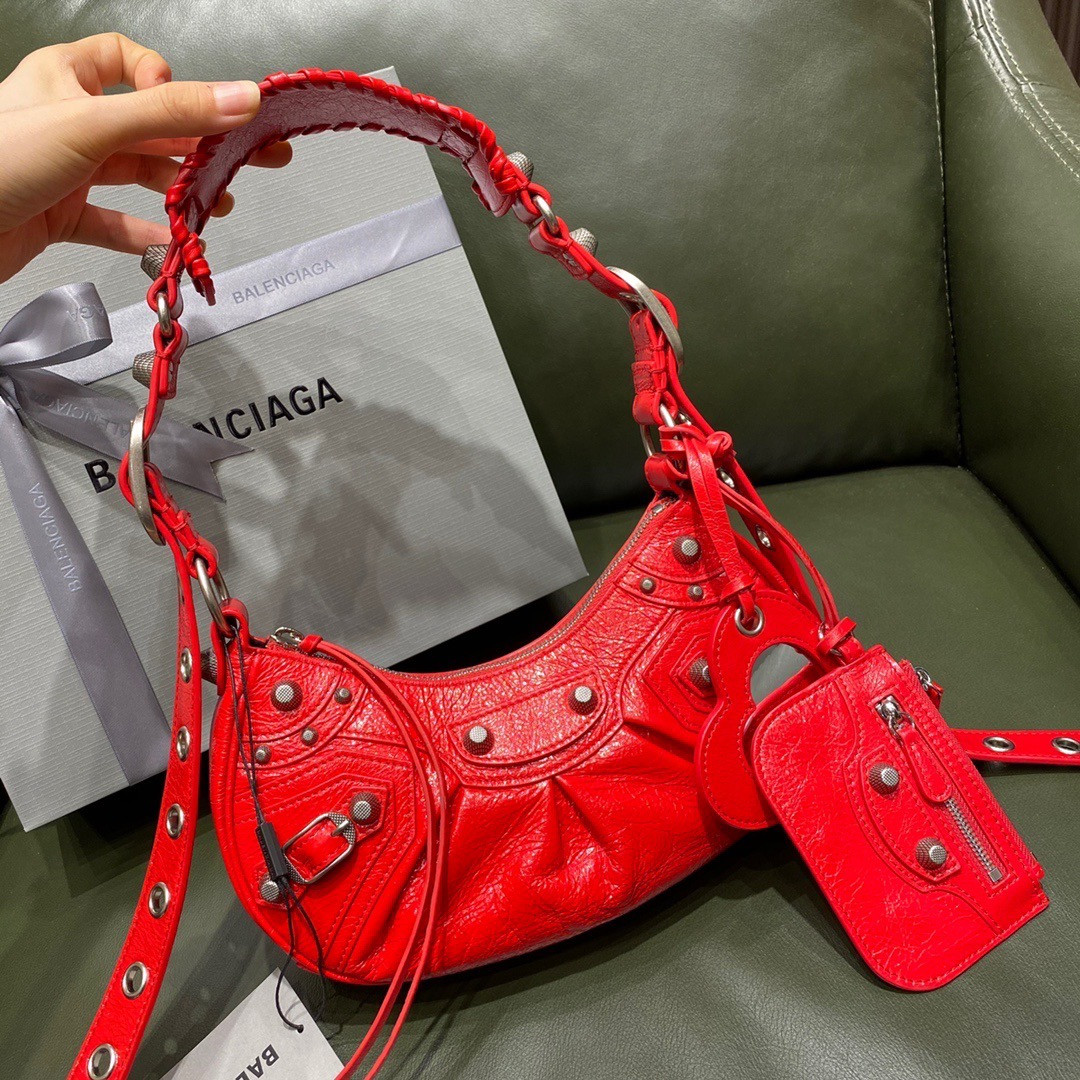 WOMEN'S LE CAGOLE XS SHOULDER BAG METALLIZED IN RED