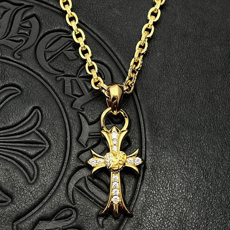 Ch*0me He**ts Cross Necklace