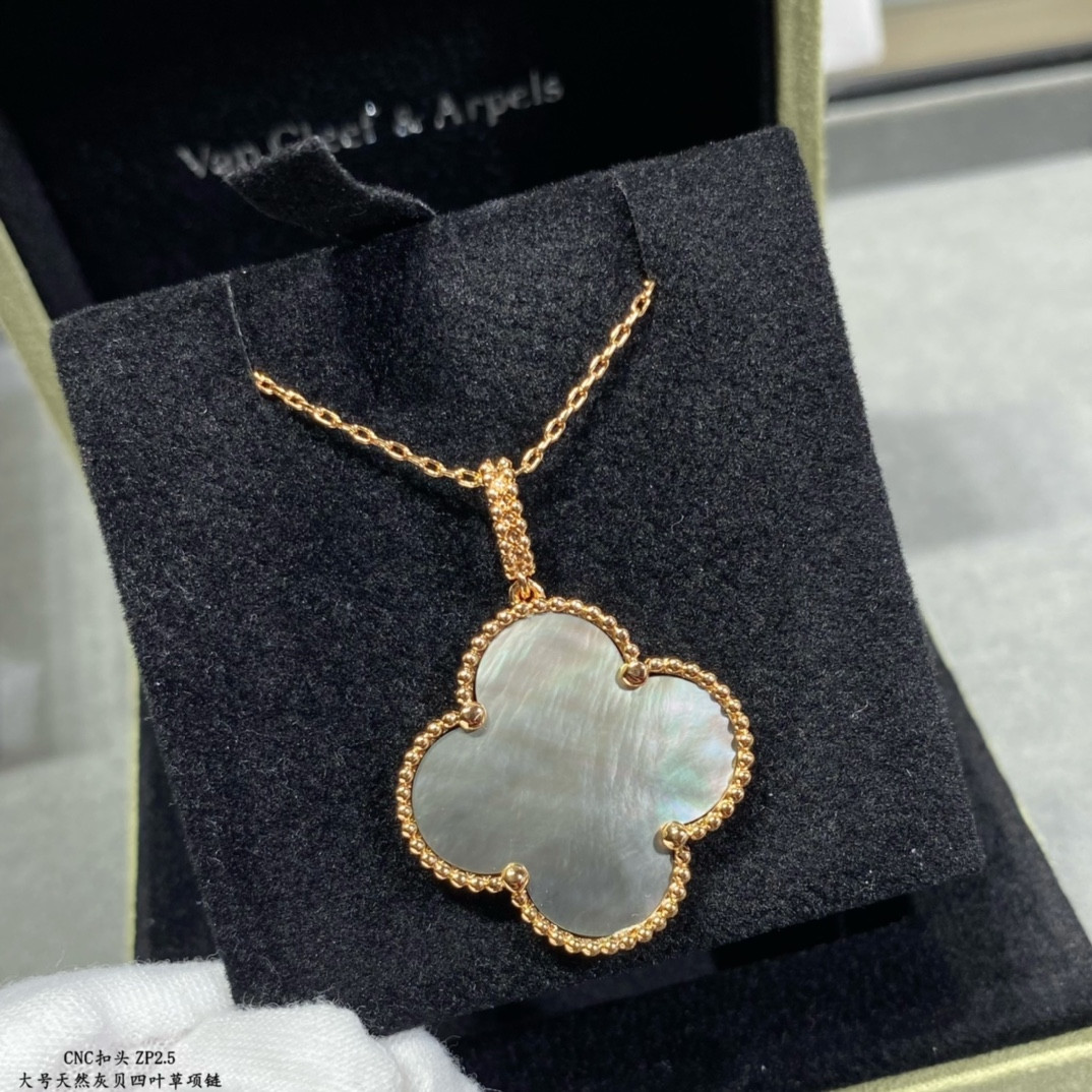 V*n Cl**f & Arpels Large Four Leaf Clover Necklace Diameter approx 2.5cm,Chain length approx 80cm
