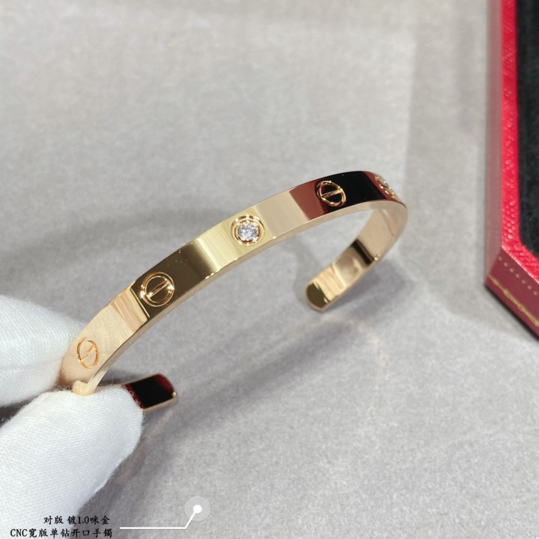 Ca*t1er wide single D1am0nd open LOVE Bracelet