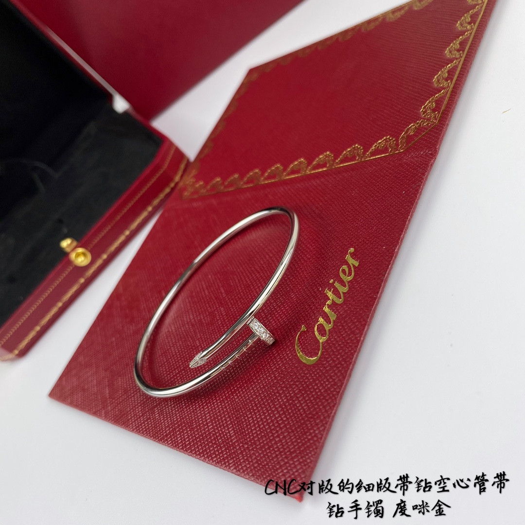 Ca*t1er thin version with D1am0nd hollow tube nail Bracelet
