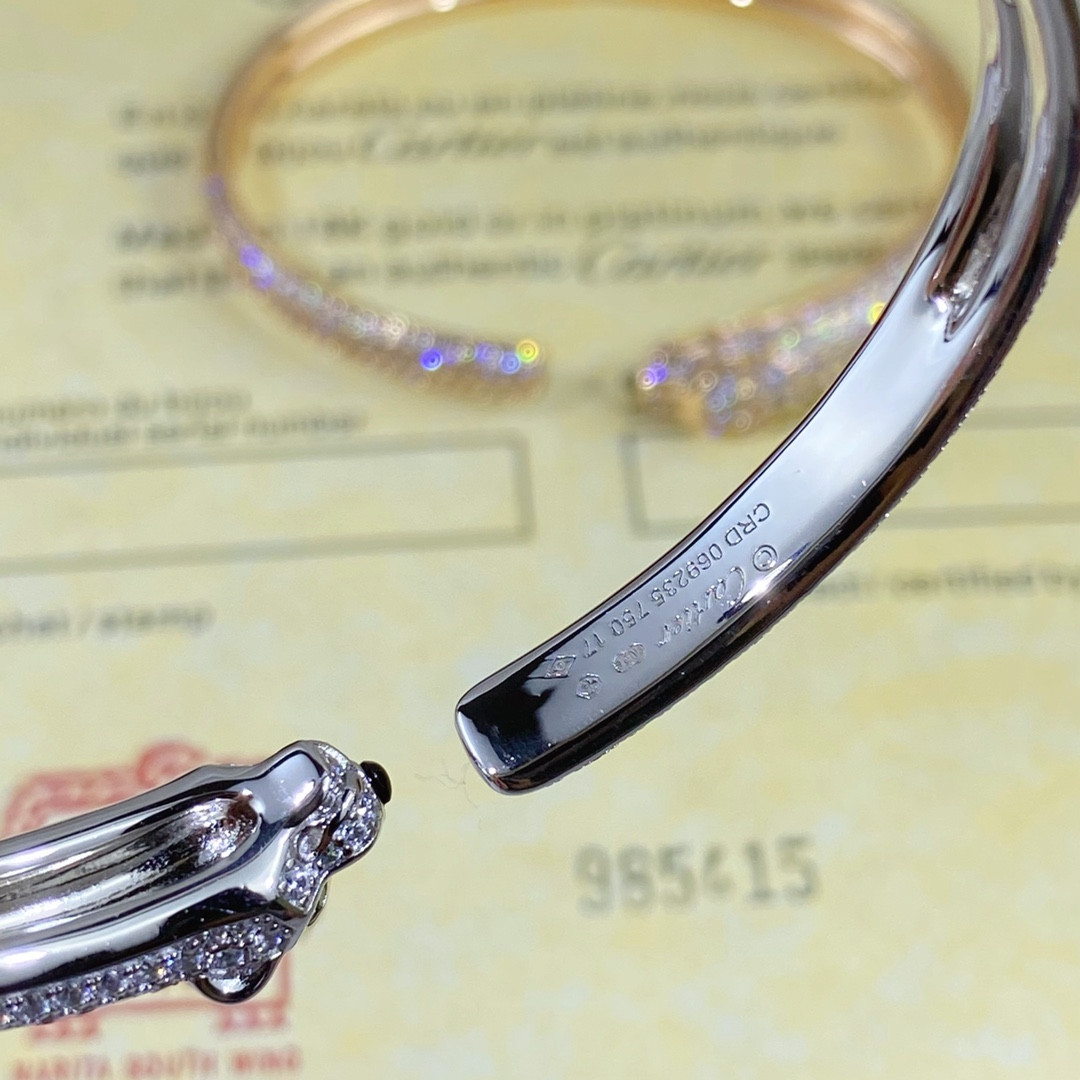 Ca*t1er Hand-set D1am0nd thin half D1am0nd leopard Bracelet