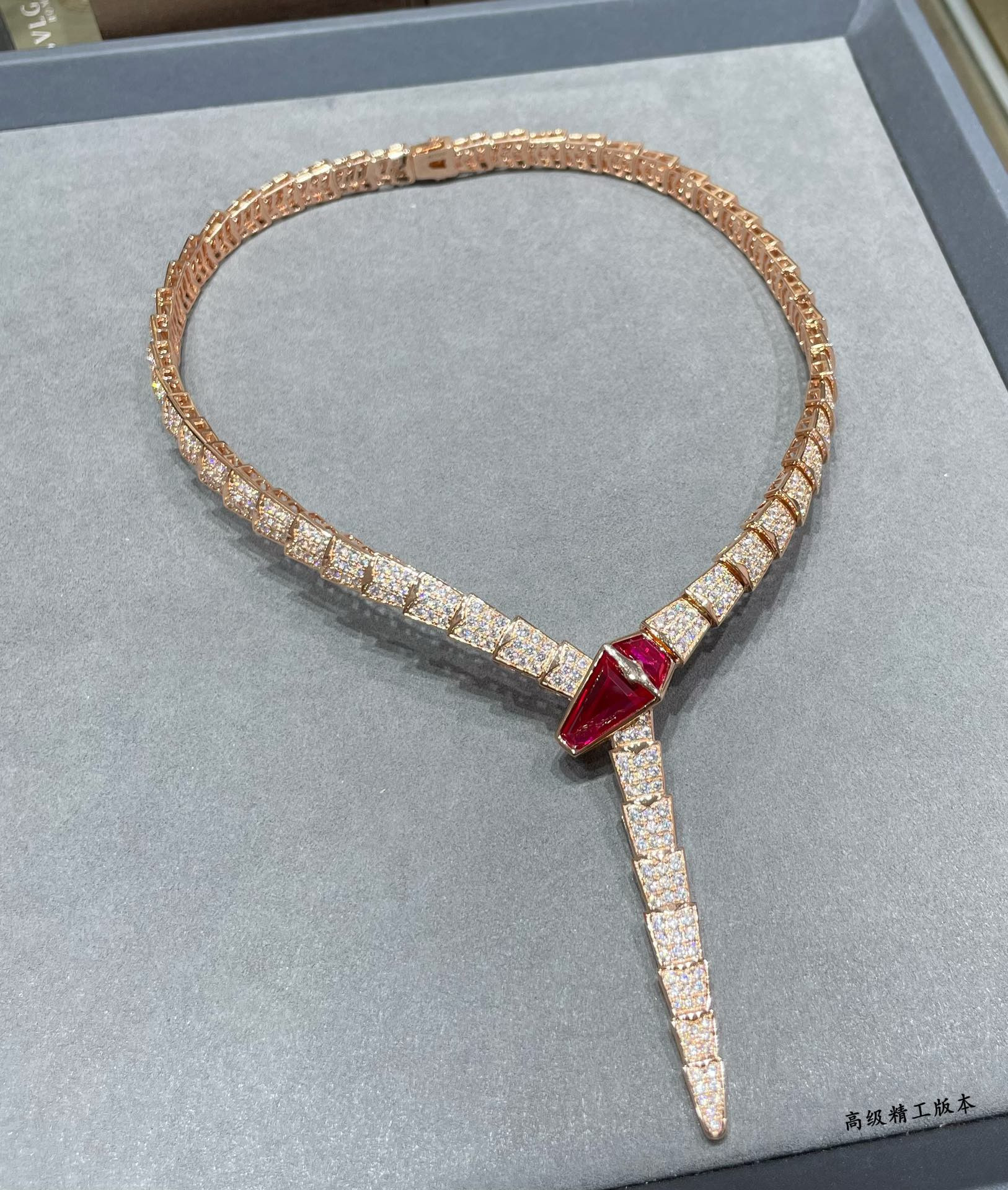 Bv1g*ai Wide version full D1am0nd snake Necklace