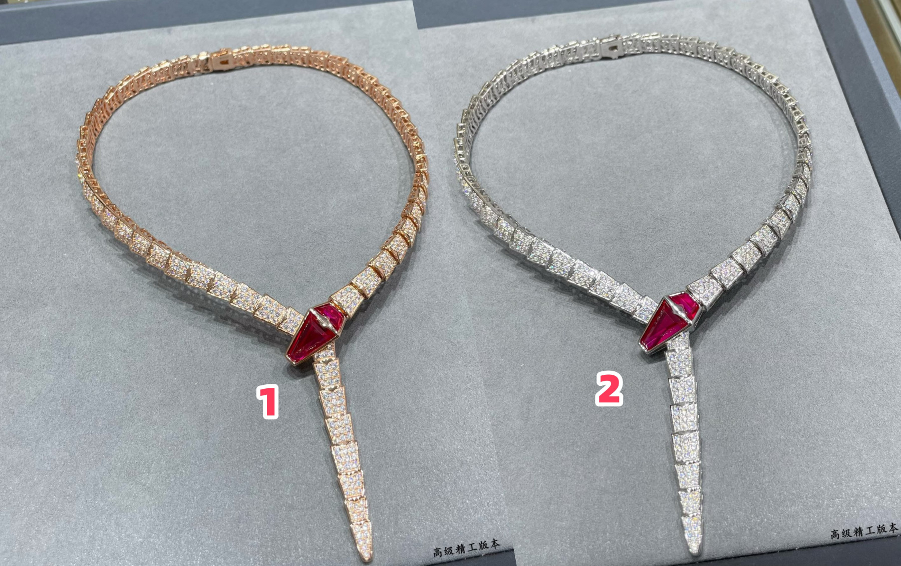 Bv1g*ai Wide version full D1am0nd snake Necklace