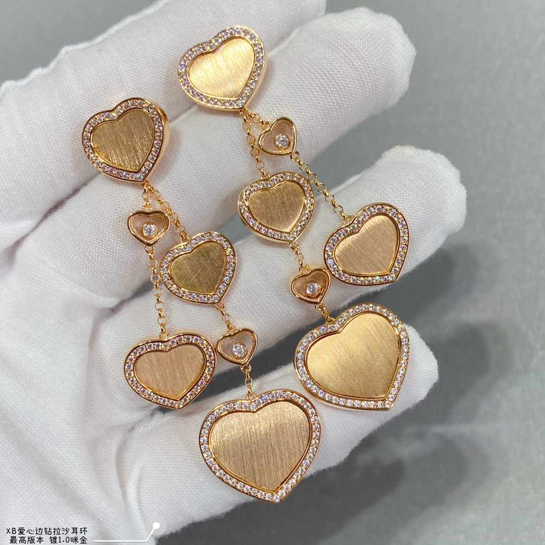 Chopard Heart-shaped Edge D1am0nd Brushed Earrings