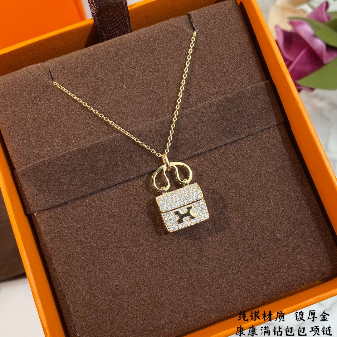 H**me5 fully D1am0nd-encrusted H bag Necklace