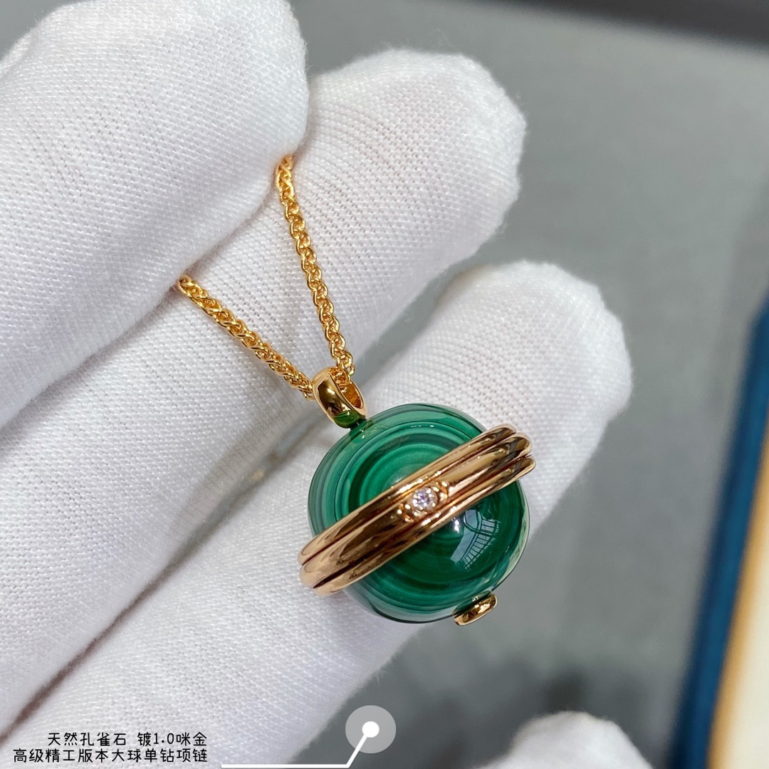 Piaget single D1am0nd natural malachite large ball Necklace