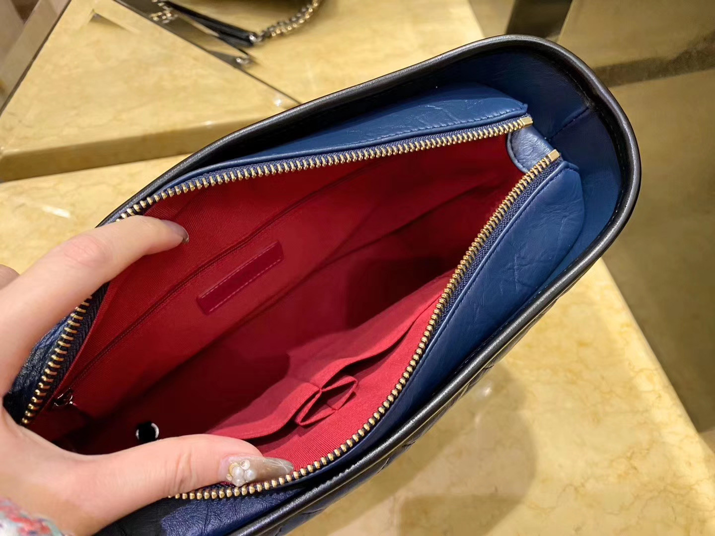 Ch**el Gabrielle bag 28cm blue and black