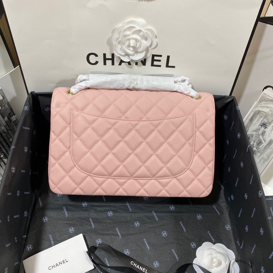Ch**el Classic Flap Jumbo 30cm CF Pink Gold 7.6 × 11.7 × 3.9 in