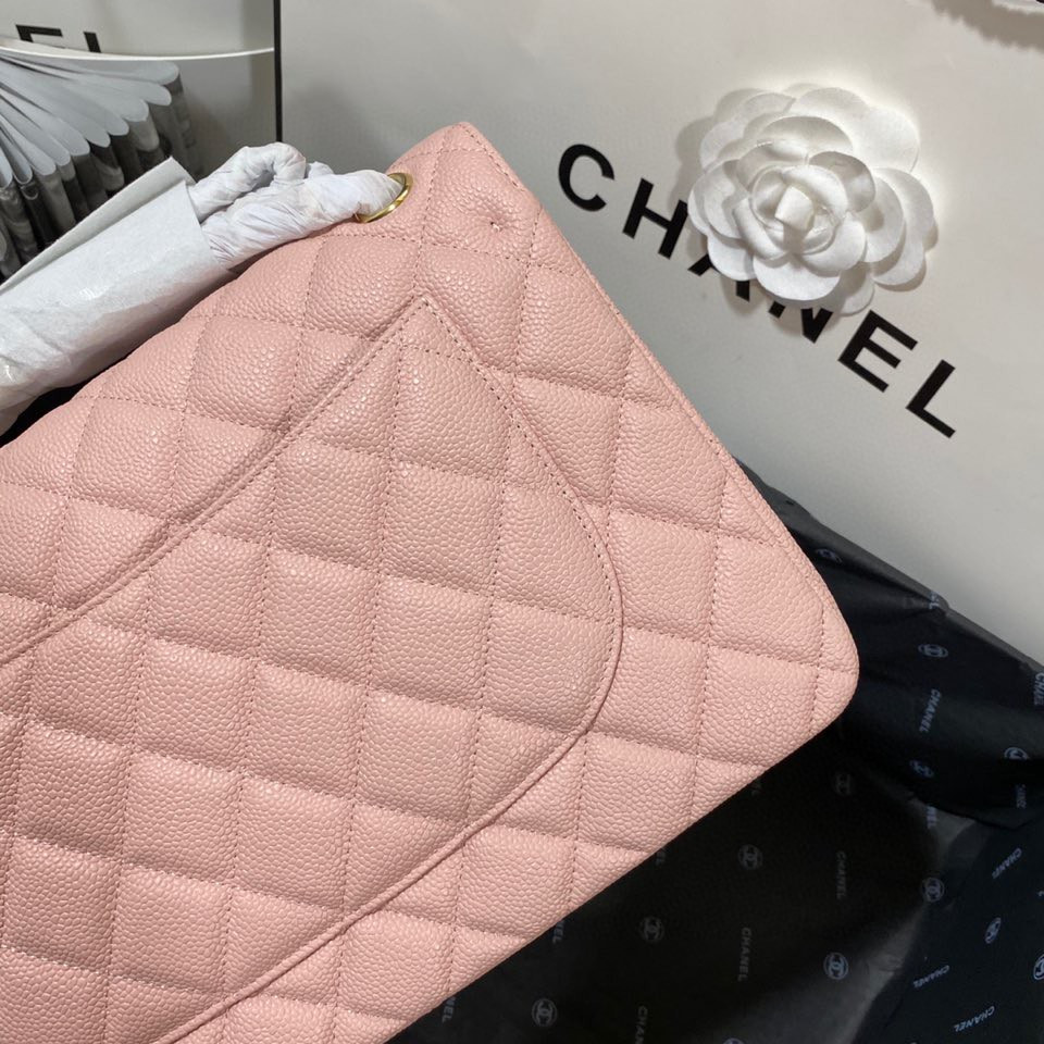 Ch**el Classic Flap Jumbo 30cm CF Pink Gold 7.6 × 11.7 × 3.9 in
