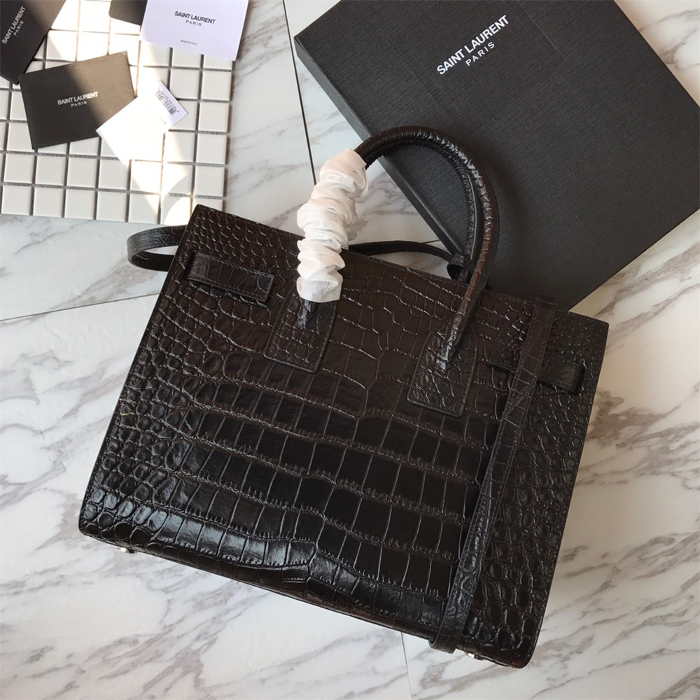 Y51 SAC DE JOUR SMALL IN MATTE CROCODILE EMBOSSED LEATHER