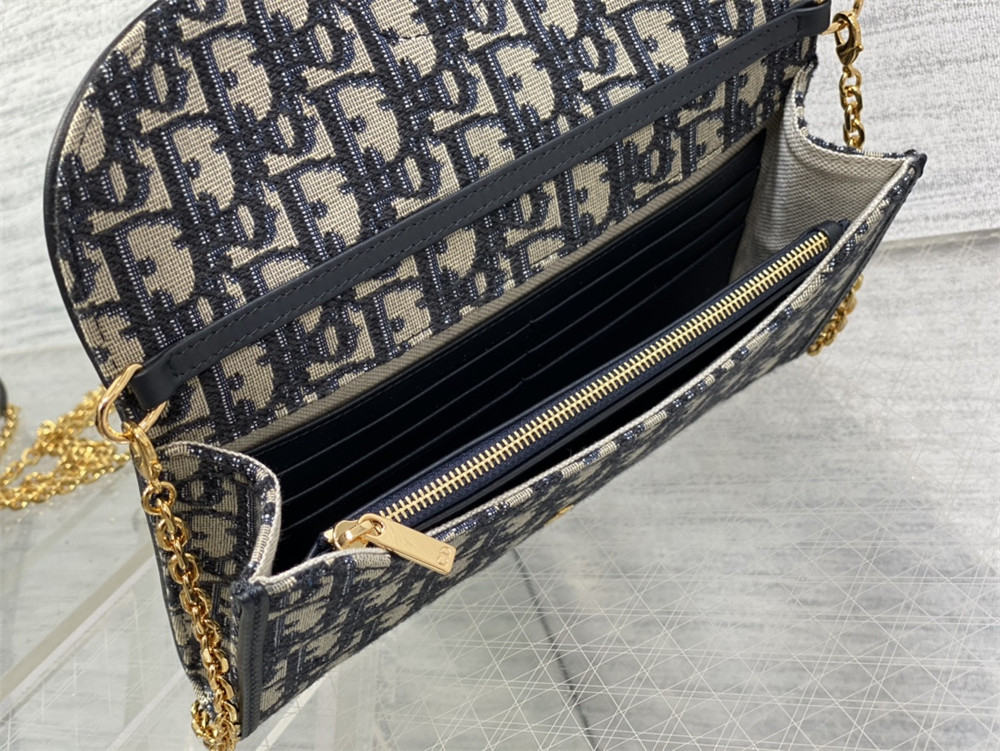 D10r BOBBY EAST-WEST POUCH WITH CHAIN classic monogram pattern