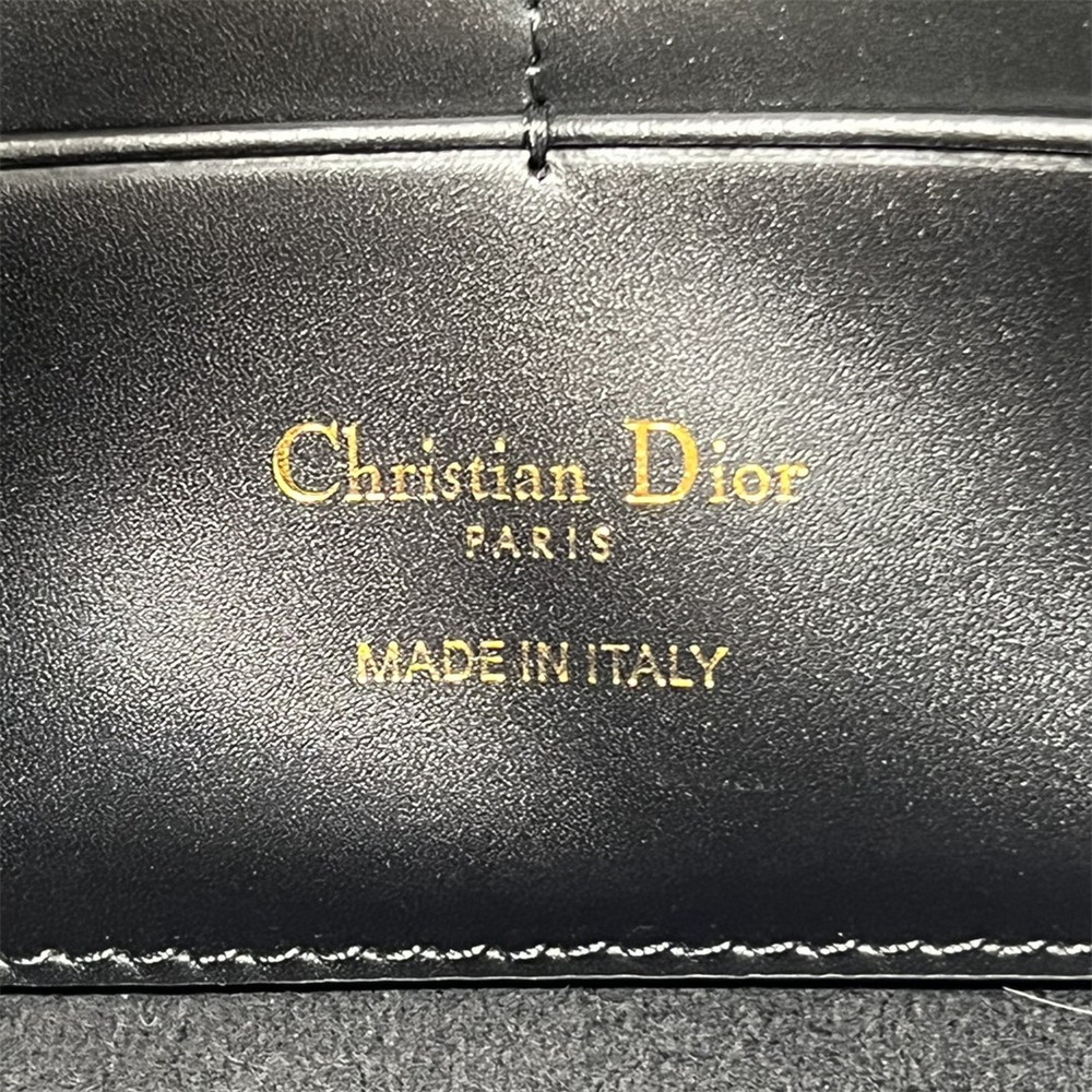D10r BOBBY EAST-WEST POUCH WITH CHAIN Latte Smooth Calfskin Black