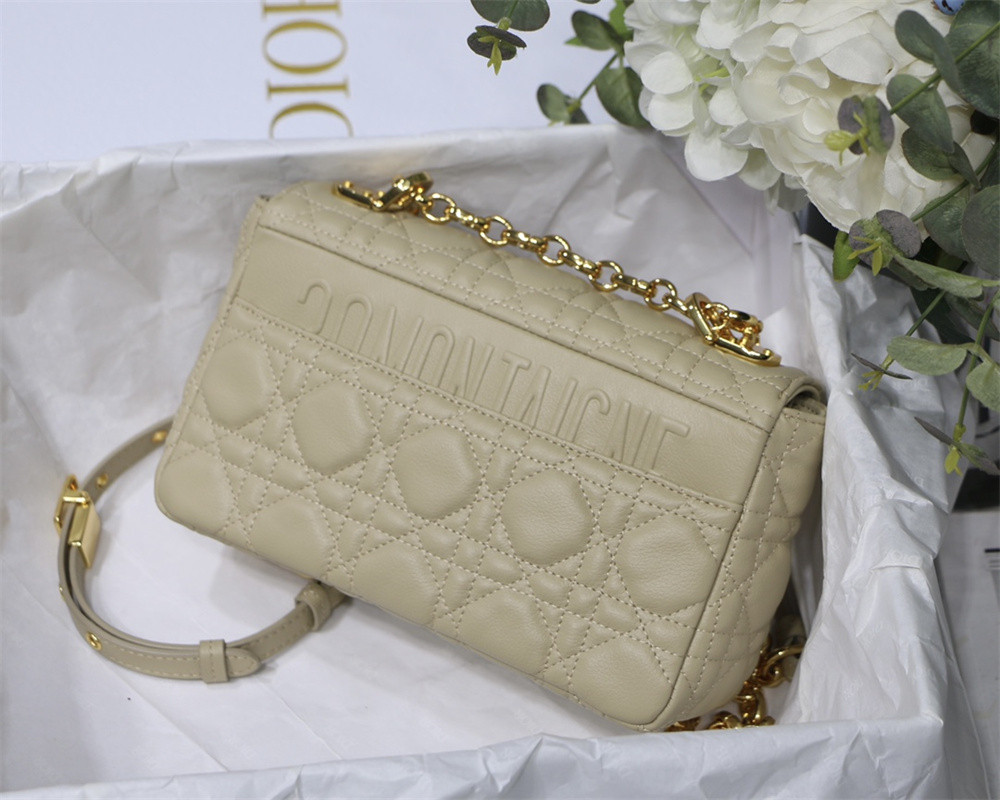 SMALL D10r CARO BAG Beige S*pple Cannage Calfskin 20 x 12 x 7 cm