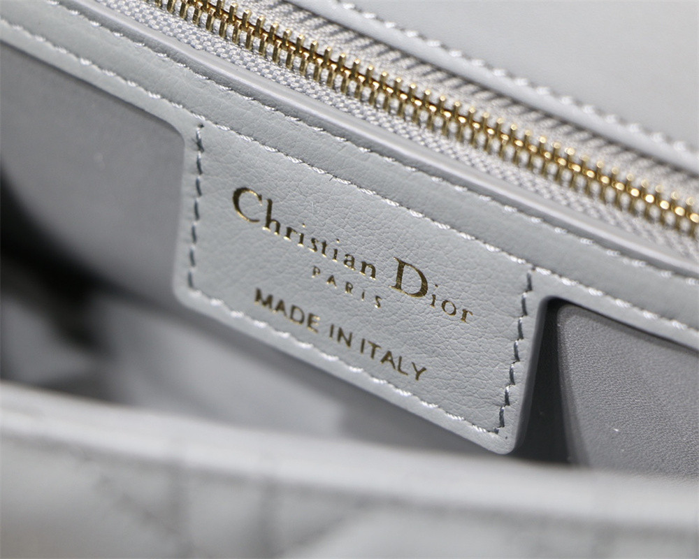 SMALL D10r CARO BAG Stone Gray S*pple Cannage Calfskin 20 x 12 x 7 cm