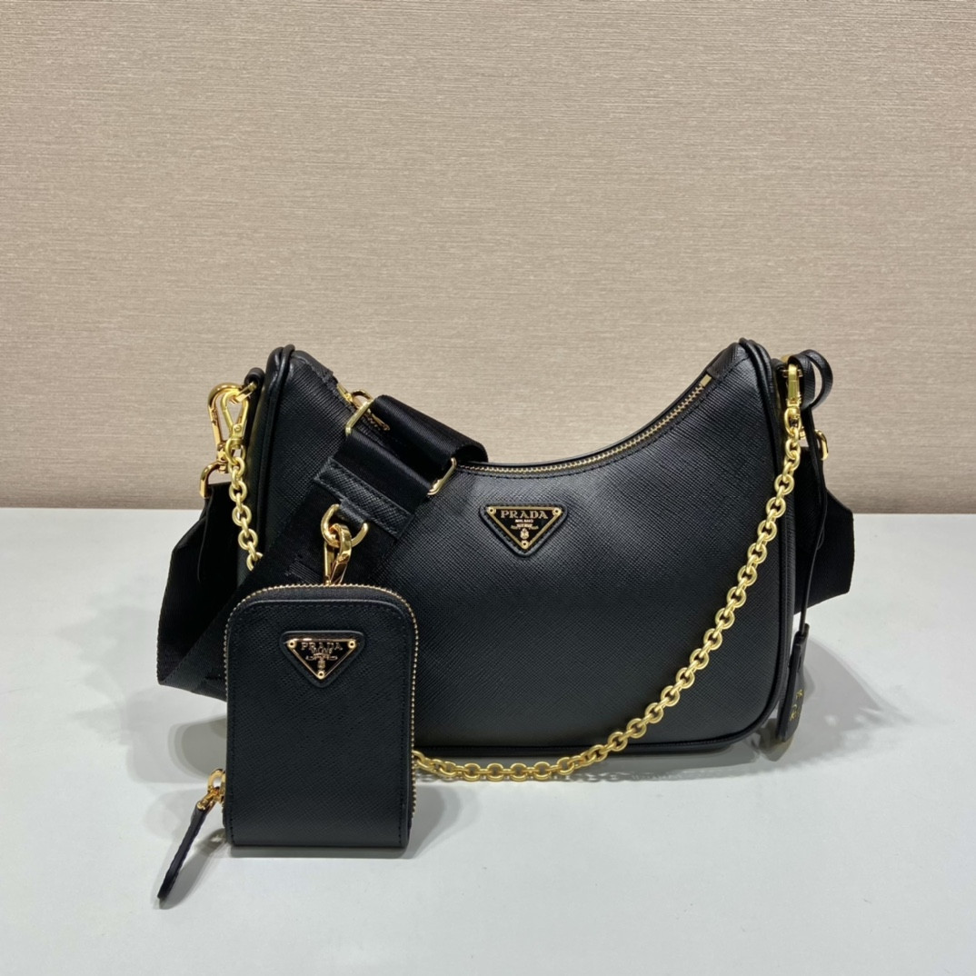 Pra*a Re-Edition 2005 Saffiano leather bag Black