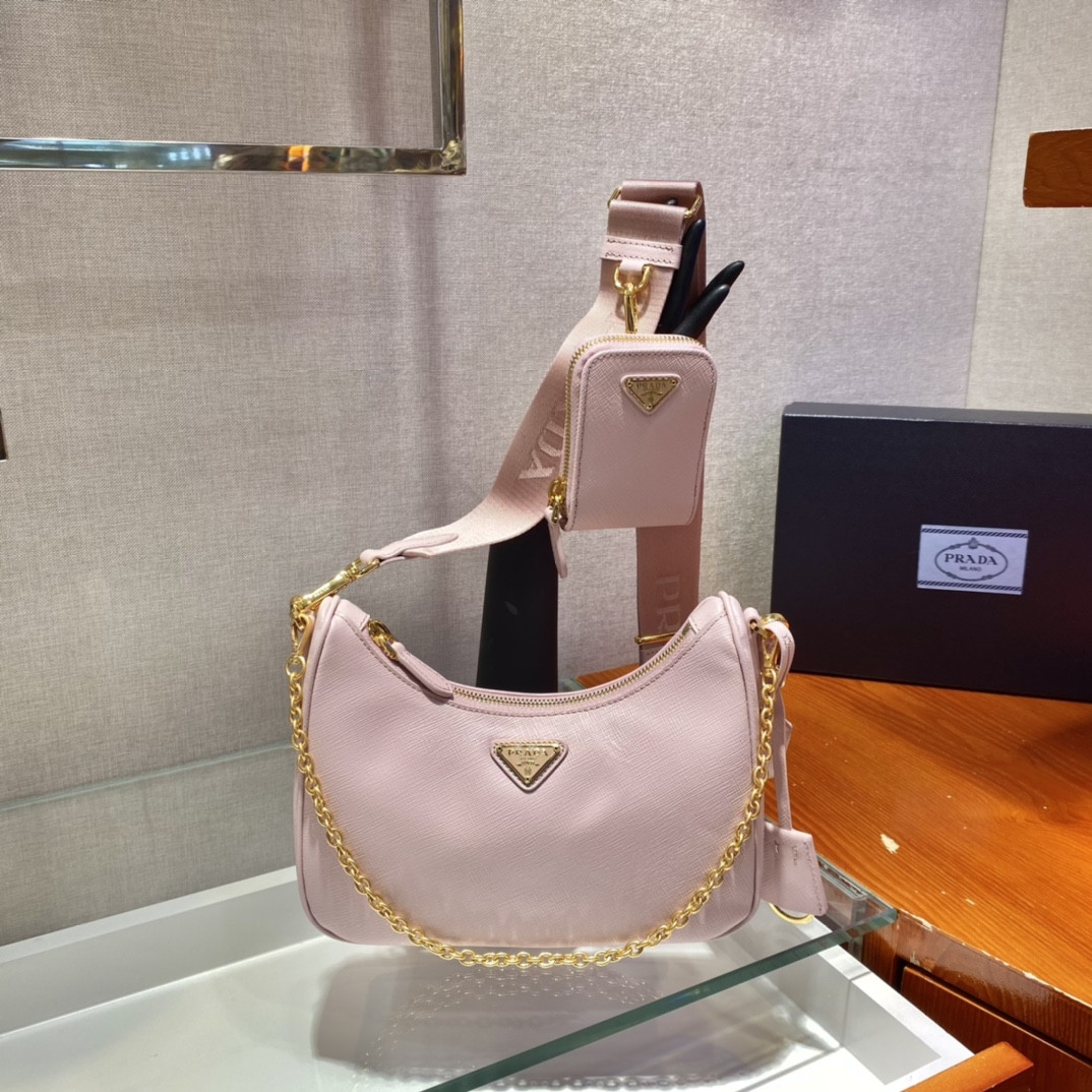 Pra*a Re-Edition 2005 Saffiano leather bag Pink