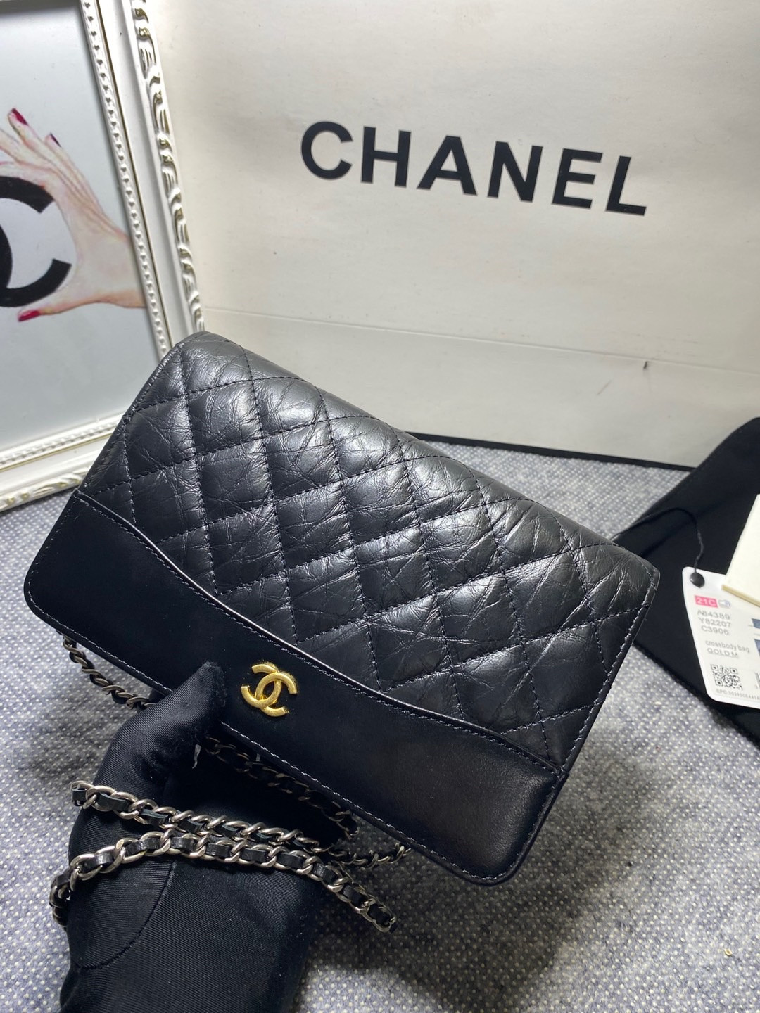 Ch**el Gabrielle Woc BLACK 12.3 x 19.2 x 3.5cm