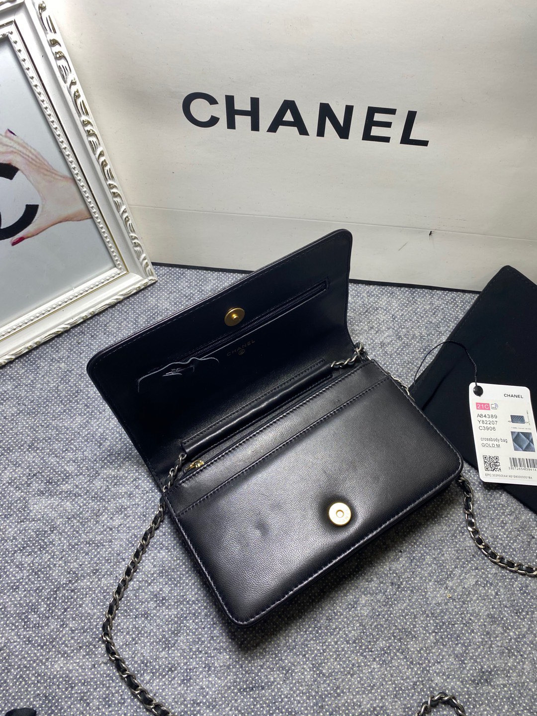 Ch**el Gabrielle Woc BLACK 12.3 x 19.2 x 3.5cm