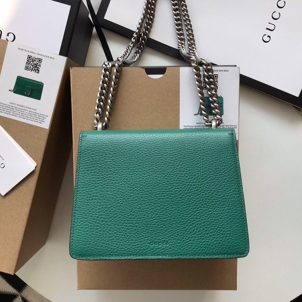 Gvc*1 DIONYSUS LEATHER MINI BAG GREEN 7.5"Wx6"Hx2"D