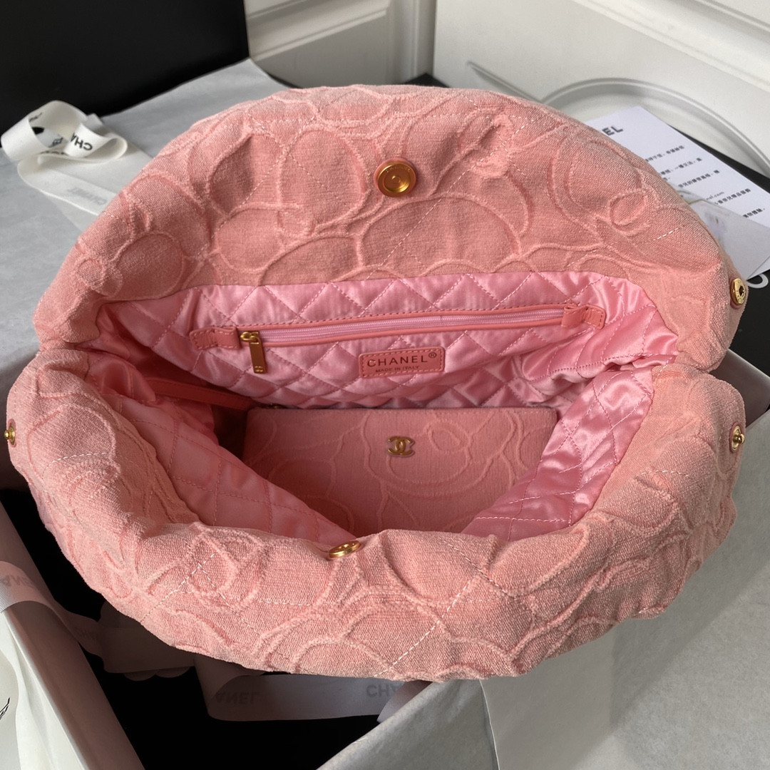 Ch**el 22 HANDBAG velvet pink 15.2×16.4×3.1 in